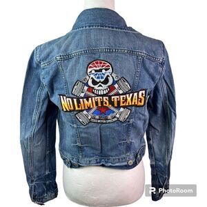 Levi Strauss Customized Texas Motor Speedway Button Up Blue Jean Jacket Sz S